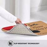 Personalised Santa Boots Please Stop Here Non-Slip Flannel Doormat with Text Christmas Winter Holiday Gift for Family Friends