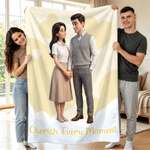 Personalized Multicolour 3D-Effect Artwork Cartoon Character Photo Soft Throw Blanket with Text Home Decor Birthday Gift for Family Friends