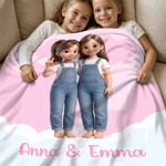 Personalized Multicolour 3D-Effect Artwork Cartoon Character Photo Soft Throw Blanket with Text Home Decor Birthday Gift for Family Friends