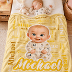 Manta suave multicolor personalizada con diseño de personajes en estilo 3D y foto, con nombre; decoración para el hogar; regalo de cumpleaños para la familia, niños y niñas