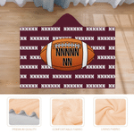 Personalised Multicolour American American Football Pattern Soft Hooded Blanket with Name and Number Game Day Birthday Gift for Kids Family Friends