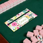 Personalisierter, farbenfroher Mahjong-Leser mit Blumenmotiv und Monogramm – Namensspiel – Geschenk für Mahjong-Fans