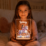Personalized Fantasy Unicorn Photo Flower 3D-Style Character Artwork Acrylic LED Night Light with Name Birthday Christmas Gift for Best Friend Kid