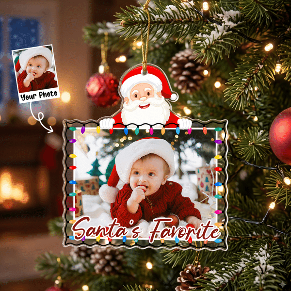 Personalized String Lights Santa's Favorite Photo Clear Acrylic Ornament Tree Decoration Christmas Gift for Family Friend Kid