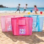 Personalized Birthstone Dragon Mesh Beach Tote Bag with Name Summer Vacation Swimming Pool Birthday Gift for Kids