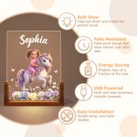 Personalized Fantasy Unicorn Photo Flower 3D-Style Character Artwork Acrylic LED Night Light with Name Birthday Christmas Gift for Best Friend Kid