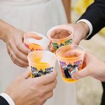 Personalized Mr Mrs Black and White Photo Frosted Plastic Cups with Name and Date Set of 10 Wedding Party Anniversary Gift for Couple