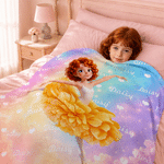 Personalized 3D-Effect Artwork Birth Flower Butterfly Ballet Girl Soft Throw Blanket with Name Home Use Birthday Gift for Ballet Lover