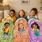Manta suave multicolor personalizada con diseño de personajes en estilo 3D y foto, con nombre; decoración para el hogar; regalo de cumpleaños para la familia, niños y niñas