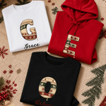 Personalized Fair Isle Style Christmas Initial Sweater Hoodie with Name Christmas Birthday Gift for Couple Family