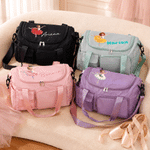 Personalized 3D-Style Artwork Ballet Girl Photo Birth Flower Large Travel Bag with Name and Shoulder Strap Travel Birthday Gift for Ballet Lover Girl