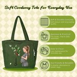Personalised Birth Flower Cartoon Pregnant Mother Large Capacity Corduroy Tote Bag with Name Baby Shower Birthday  Gift for New Mum