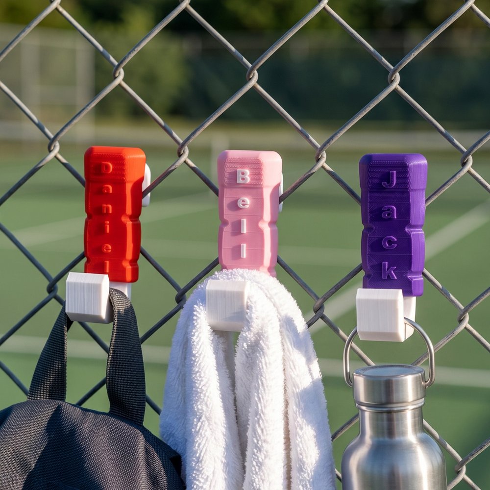 Crochet multicolore personnalisé pour manche de raquette avec prénom – Accessoire de sport – Cadeau d'anniversaire, pour un jour de match ou pour une équipe – Destiné aux joueurs de tennis et aux pass 7