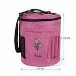 Sac de rangement cylindrique personnalisé avec nom et fleur de naissance - Cadeau d'anniversaire pour les amoureuses de tricot