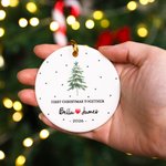 Personalised Pine Tree First Christmas Ceramic Christmas Ornament with Name and Year Tree Decor Christmas Gift for Couples Newlyweds