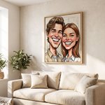 Personalisierter Fotoleinwanddruck im Comic-Stil für Paare mit Text | Romantische Wanddeko | Geschenk zum Jahrestag & Geburtstag für Paare