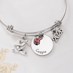 Personalized Graduation Cap Birthstone Adjustable Bracelet with Name and Year Graduation Gift for Graduates