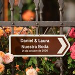 Cartel de dirección de metal personalizado con texto señalización para recepción de bodas y regalo de preparación para recién casados