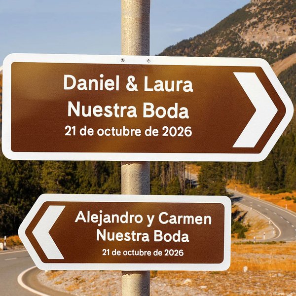 Cartel de dirección de metal personalizado con texto señalización para recepción de bodas y regalo de preparación para recién casados