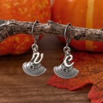 Personalized Vintage Gothic Witch Hat Leverback Earrings with Intial Charm Fall Spooky Season Accessories Halloween Birthday Gift for Women