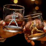 Personalized 3D-Effect Artwork Baseball Batter Pitcher Pattern 10 oz Rock Whisky Glass with Name and Number Anniversary Gift for Man Baseball Lover
