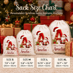 Personalised Merry Christmas Santa Claus Canvas Drawstring Gift Bag with Name and Initial Christmas Eve Party Gift for Kid