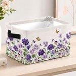 Personalized Birth Flower Design Name Large Capacity Reusable Basket with Handle Daily Use Storage Birthday Gift for Friends Family