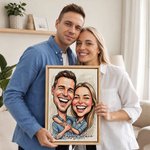Personalisierter Fotoleinwanddruck im Comic-Stil für Paare mit Text | Romantische Wanddeko | Geschenk zum Jahrestag & Geburtstag für Paare