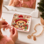 Personalized Winter Christmas Theme Cartoon Animal Ceramic Jewellery Dish with Name Home Decor Christmas Gift for Girls Kids
