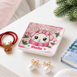 Personalized Winter Christmas Theme Cartoon Animal Ceramic Jewellery Dish with Name Home Decor Christmas Gift for Girls Kids