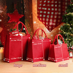 Personalised 3D-Effect Art Cartoon Character Photo Red Jute Tote Bag with Name and Initial Christmas Eve Party Gift for Girls Boys