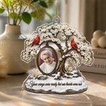 Décoration personnalisée en acrylique transparent « Always with You » (Toujours avec toi) : arbre à fleurs de cardinal – Décoration d'intérieur, cadeau de Noël ou souvenir commémoratif pour la famille