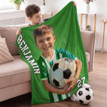 Manta deportiva suave personalizada, estilo pintura al óleo multicolor con foto, nombre y número; regalo de aniversario o cumpleaños para los amantes del deporte