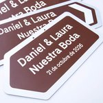 Cartel de dirección de metal personalizado con texto señalización para recepción de bodas y regalo de preparación para recién casados