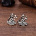 Personalized Vintage Gothic Witch Hat Leverback Earrings with Intial Charm Fall Spooky Season Accessories Halloween Birthday Gift for Women