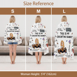 Personalised 3D-Style Artwork Cartoon Knitter Character Birth Flower Soft Hooded Blanket with Name Birthday Gift for Crocheters Knitters Crafters