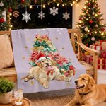 Gepersonaliseerde, zachte kerstdeken met aquarelportret van je huisdier, voorzien van foto en naam – woondecoratie en kerstcadeau voor huisdiereigenaren en -liefhebbers