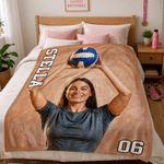 Manta deportiva suave personalizada, estilo pintura al óleo multicolor con foto, nombre y número; regalo de aniversario o cumpleaños para los amantes del deporte