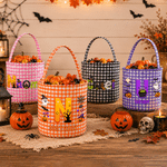 Henkilökohtainen Halloween-teemainen haamukurpitsa-ruudullinen karkkikori, jossa on nimi ja alkukirjain – ”Trick or Treat” -juhlaan sopiva Halloween-lahja lapsille