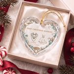 Personalised  3D-Effect Artwork First Christmas Heart‑Shaped Ornament with Name and Year Tree Decor Christmas Gift for Newlyweds Couples
