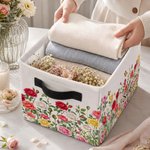 Personalized Birth Flower Design Name Large Capacity Reusable Basket with Handle Daily Use Storage Birthday Gift for Friends Family