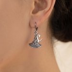 Personalized Vintage Gothic Witch Hat Leverback Earrings with Intial Charm Fall Spooky Season Accessories Halloween Birthday Gift for Women