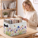 Personalized Birth Flower Design Name Large Capacity Reusable Basket with Handle Daily Use Storage Birthday Gift for Friends Family