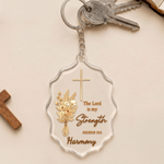 Personalized Christian Bible Cross Bouquet Acrylic Keychain with Name Religious Baptism Birthday Gift for Family Christian
