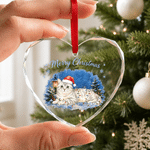 Personalised Watercolor String Lights Cartoon Photo Heart Round Christmas Ornament with Name Christmas Gift for Family Friends Pet Owners