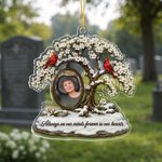Décoration personnalisée en acrylique transparent « Always with You » (Toujours avec toi) : arbre à fleurs de cardinal – Décoration d'intérieur, cadeau de Noël ou souvenir commémoratif pour la famille
