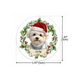 Personalised Holly Wreath Bone Santa Hat Pet Photo Waterproof Stickers Labels with Text Gift Decor Christmas Party Gift for Pet Owner Lover