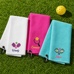 Personalized Embroidered Pickleball 100% Cotton Super Absorbent Waffle Sports Towel with Name Birthday Gift for Pickleball Players