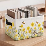 Personalized Birth Flower Design Name Large Capacity Reusable Basket with Handle Daily Use Storage Birthday Gift for Friends Family