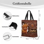 Personalisierter Hochlandrind Shopper mit Namen | Großes Fassungsvermögen | Tragetasche | Highland Cow Tote Bag | Geburtstagsgeschenk für Frauen